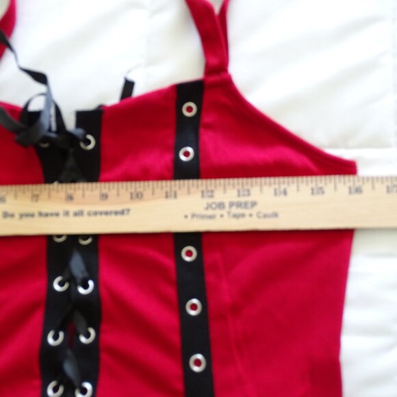 NEW Black Lace Trimmed-Gothic Inspired Red Cami Dress - Picture 6 of 8